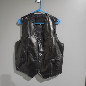 Branded Garments Camel Black Faux Leather Button-Front Vest Size Large